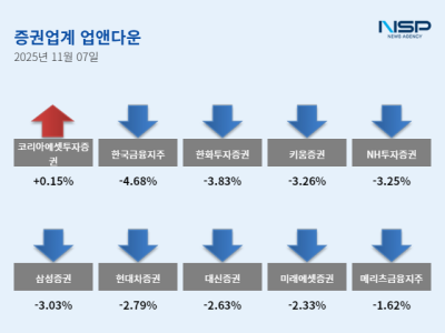 [NSP NEWS Image]업앤다운증권주 하락한국금융지주한화투자증권