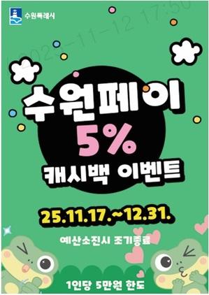 NSP통신-수원페이 5% 캐시백 이벤트 안내문. (이미지 = 수원시)