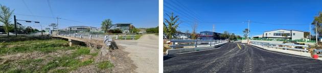 NSP통신-예지교 확장 공사 전(왼쪽)과 공사 후(오른쪽) 모습. (사진 = 처인구)