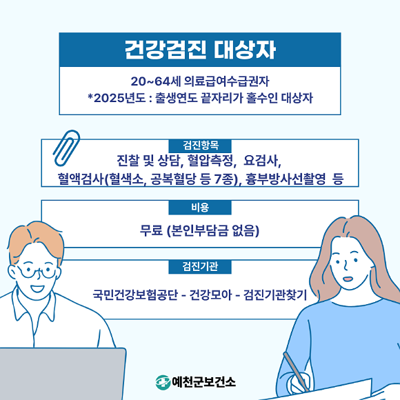 NSP통신-예천군, 의료급여수급권자 일반건강검진 무료지원, 의료급여수급권자, 연말 전 무료 건강검진 꼭 받으세요 (사진 = 예천군)
