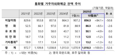 [NSP PHOTO]한 달 간 환율 1403→1431원 고환율에 거주자외화예금 53억달러 감소
