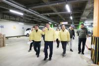 [NSP PHOTO]최대호 안양시장, 농수산물도매시장 청과동 붕괴 1년…안전 최우선 복구공사 진행