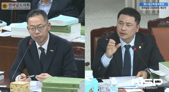 NSP통신-임형석 전남도의원 전라남도 2026년도 예산안 심사에서 전라남도 윤진호 행정부지사 직무대리에게 청년창업자에 대한 출산과 육아 지원에 대해 질의 (사진 = 전남도의회)