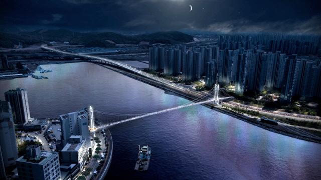 NSP통신-시흥 배곧~월곶에 설치될 경관육교 야간 조감도. (이미지 = 시흥시)