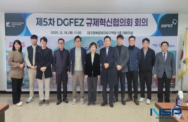 NSP통신-대구경북경제자유구역청은 지난 18일 대구텍스타일콤플렉스에서 규제혁신 업무 추진에 관한 의견 수렴 및 규제개선 과제 발굴, 입주기업 지원 대책 자문을 위해 제5차 DGFEZ 규제혁신협의회 회의를 개최했다. (사진 = 대구경북경제자유구역청)
