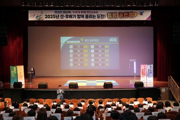 NSP통신-신상진 성남시장이 9월 3일 시청 온누리에서 성남시 공직자들이 참여하는 도전!청렴 골든벨 행사에서 인사말을 하고 있다. (사진 = 성남시)