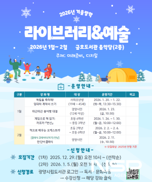 NSP통신-겨울방학 프로그램 라이브러리&예술 수강생 모집 홍보 포스터 (사진 = 광양시청)