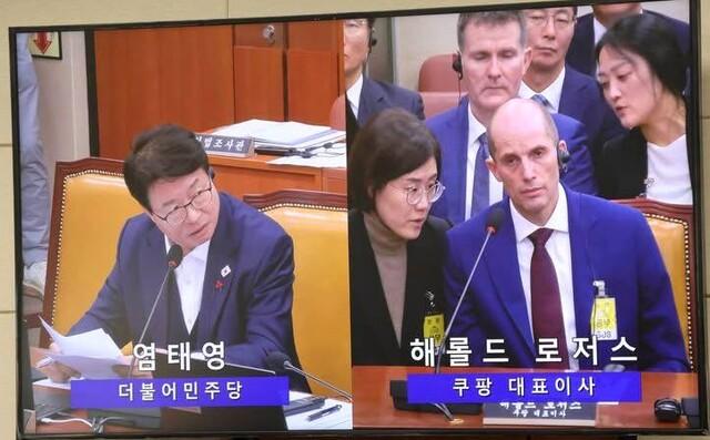 NSP통신-염태영 국회의원이 쿠팡 해럴드 로저스 대표에게 질의를 하고 있다. (사진 = 염태영의원실)