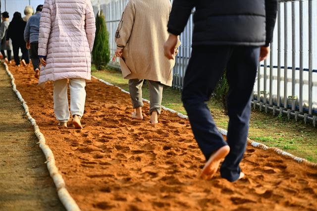 NSP통신-속초시 꽃묘장 실내 황톳길 모습. (사진 = 속초시)