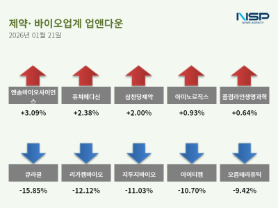 [NSP PHOTO]업앤다운제약주 하락엔솔바이오사이언스 리가켐바이오