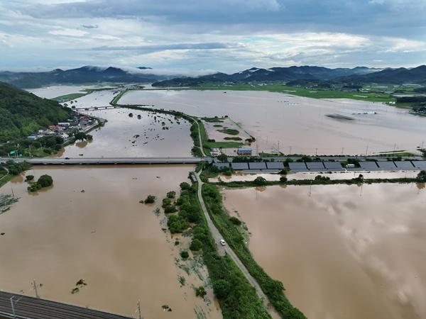 NSP통신-나주시 문평면 산호지구 침수 당시 모습. (사진 = 나주시)