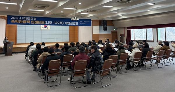 NSP통신-나주시가 지난 29일 관내 숙박업소를 대상으로 개최한 나주 1박 2득 사업설명회. (사진 = 나주시)