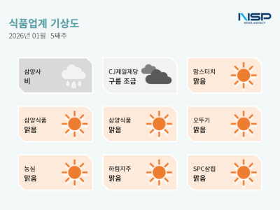 [NSP PHOTO]식품업계기상도같은 삼양 다른 날씨 삼양사 규제사법 철퇴로 비삼양식품 실적상승에 명동 이전 맑음맘스터치 사법리스크 해소로 맑음