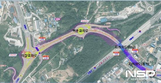 NSP통신-용강지구와 국지도 58호선(용강정수장 앞)을 연결하는 도시계획도로 개설 공사 계획평면도 (이미지 = 광양시청)