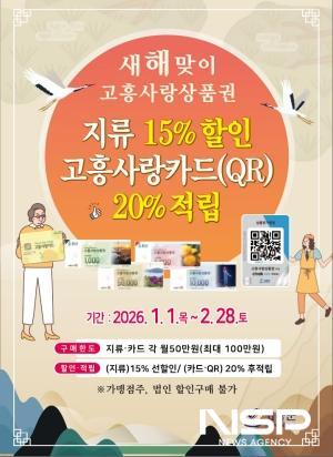 NSP통신-고흥사랑상품권 역대급 이벤트, 설 명절 고흥서 장보면 20% 돌려받는다! (= 고흥군)