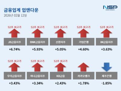 [NSP PHOTO]업앤다운은행주 52주 신고가 행진JB금융BNK금융
