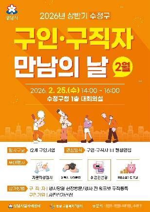 -성남시 2월 구인구직자 만남의 날 행사 홍보 포스터 이미지 성남시