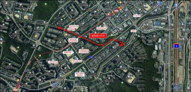 -수지구 정평천 일원 산책 정비공사 위치도 사진 용인특례시