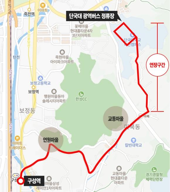 NSP통신-502번 버스 노선 연장 구간. (이미지 = 용인특례시)