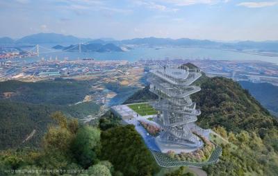 [NSP PHOTO]광양의 하늘과 바다를 잇는 은빛 랜드마크 구봉산 체험형 조형물 오는 7월 준공