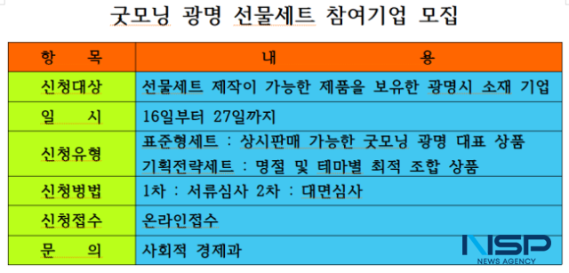 NSP통신-굿모닝광명 참여기업 모집 표 표 서국현 기자