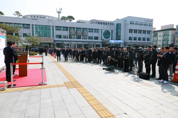 NSP통신-주낙영 경주시장 예비후보가 출마연설을 하고 있다. (사진 = 주낙영 경주시장 예비후보)