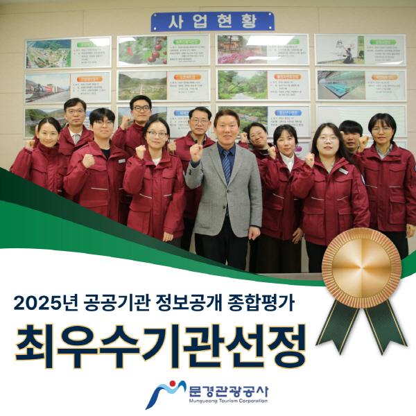-문경관광공사는 행정안전부가 주관 2025년 공공기관 정보공개 종합평가에서 최우수 등급을 획득했다고 밝혔다 사진 문경관광공사