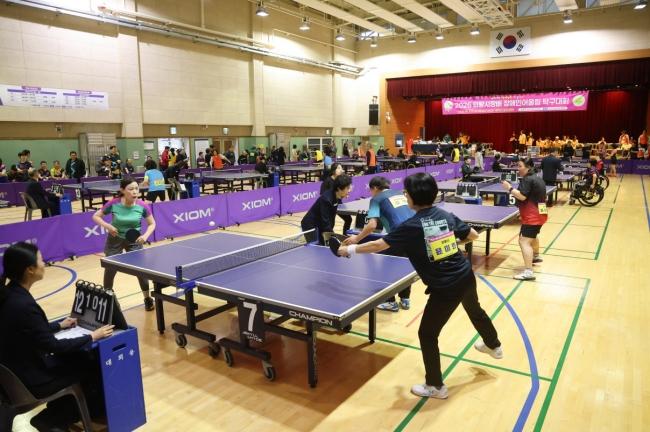 -의왕시 장애인어울림 종목별 체육대회 탁구 모습 사진 의왕시