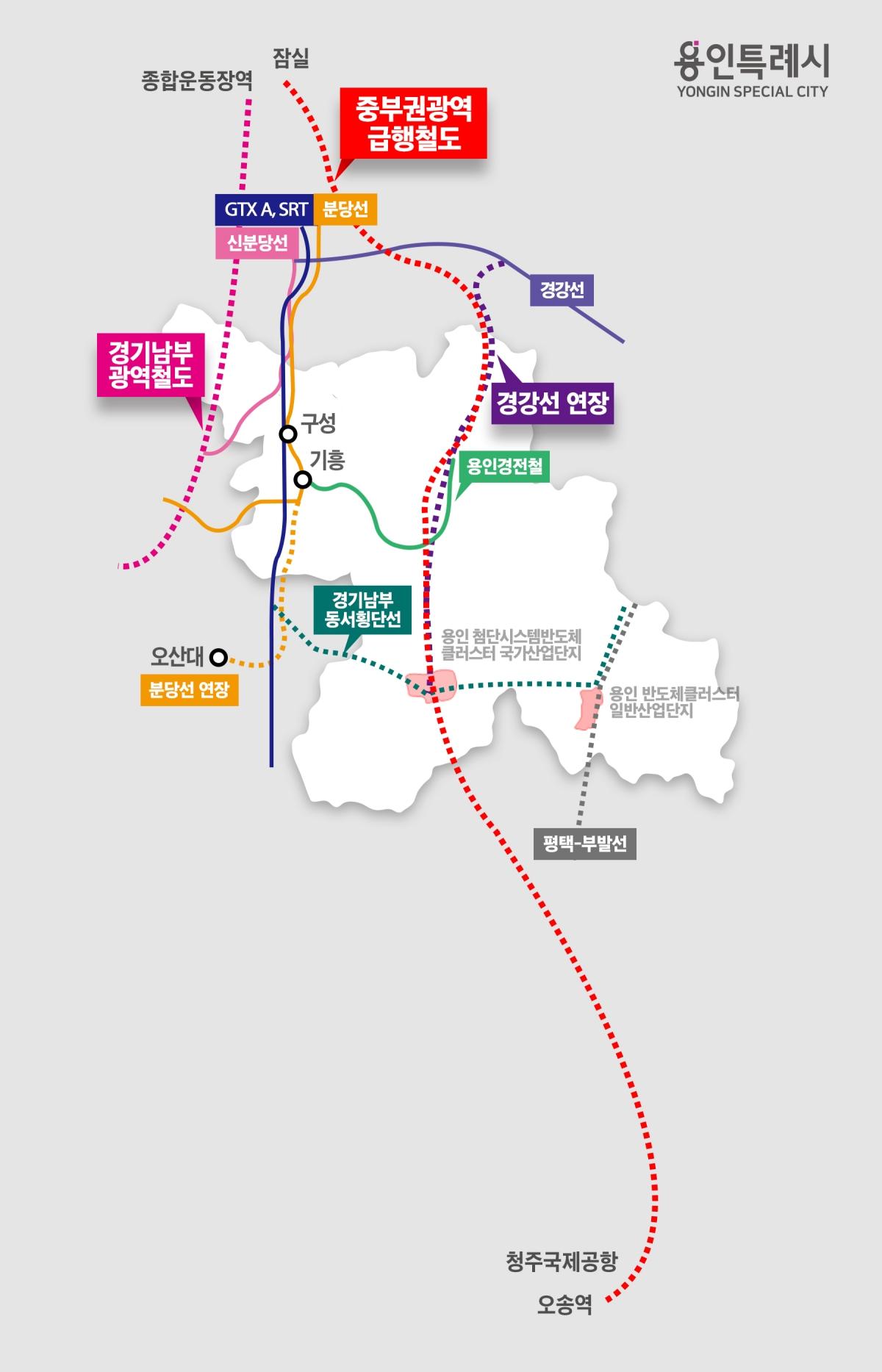 -용인특례시에서 추진 중인 철도 노선 계획 사진 용인특례시