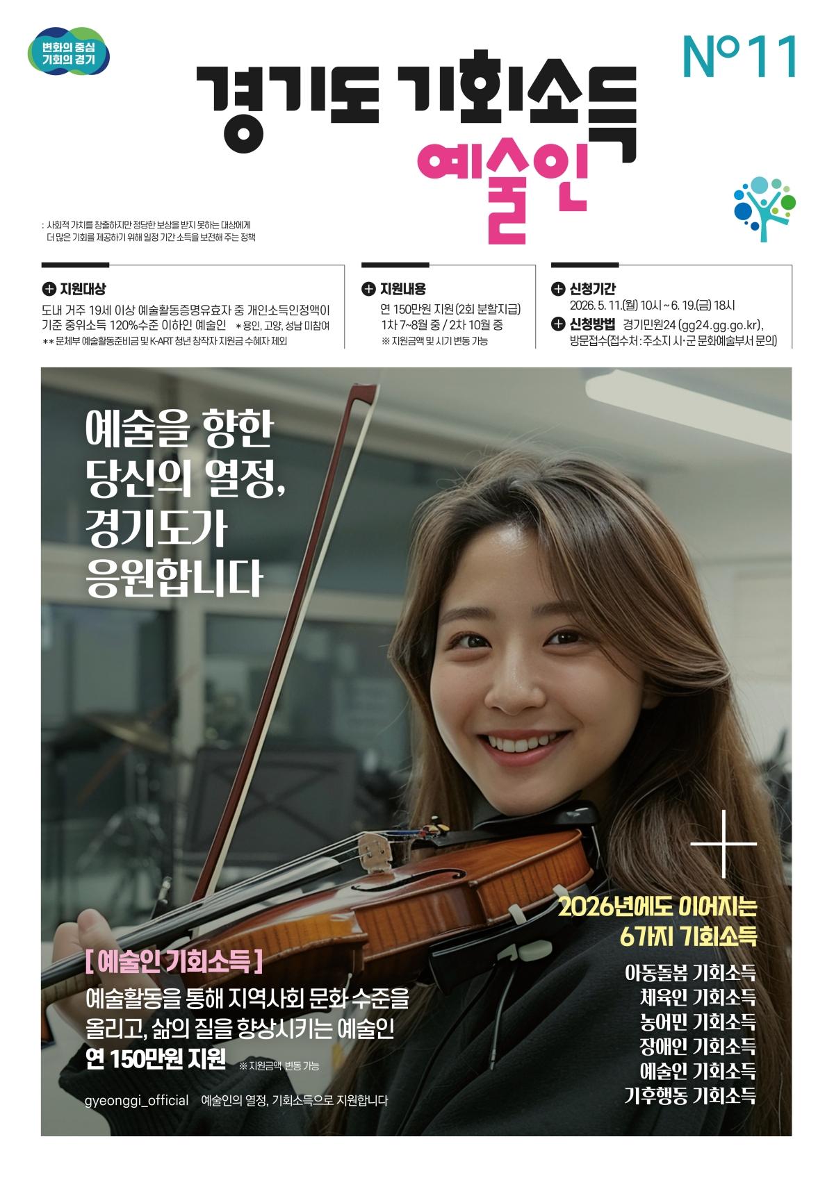 -2026 예술인기회소득 포스터 이미지 경기도