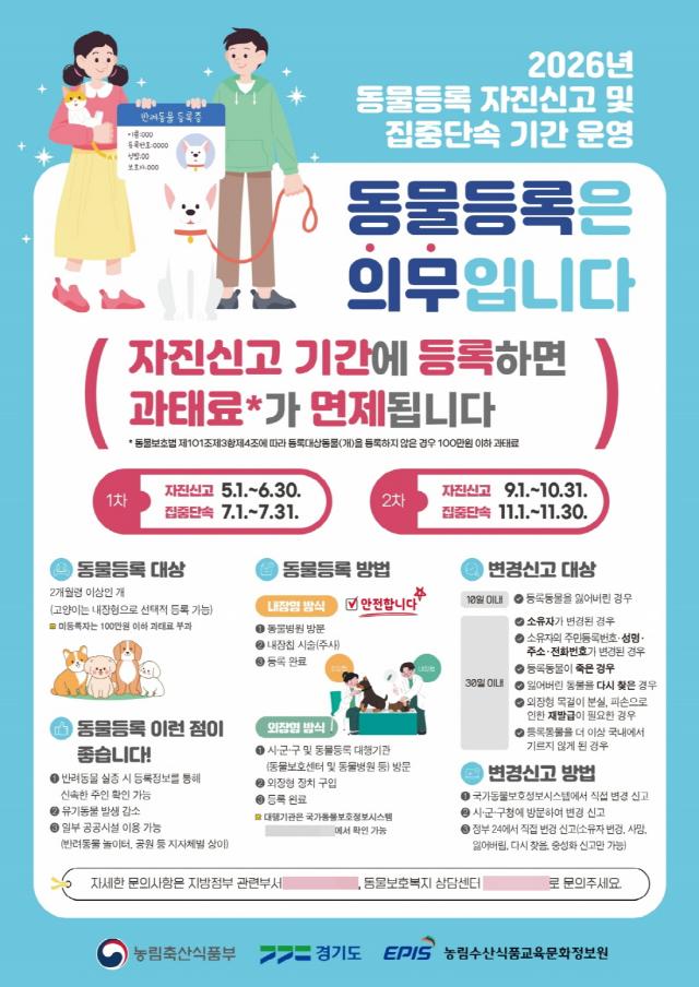 [NSP NEWS Image]안성시, ‘동물등록 자진신고제’ 추진…미등록 반려견 과태료 면제