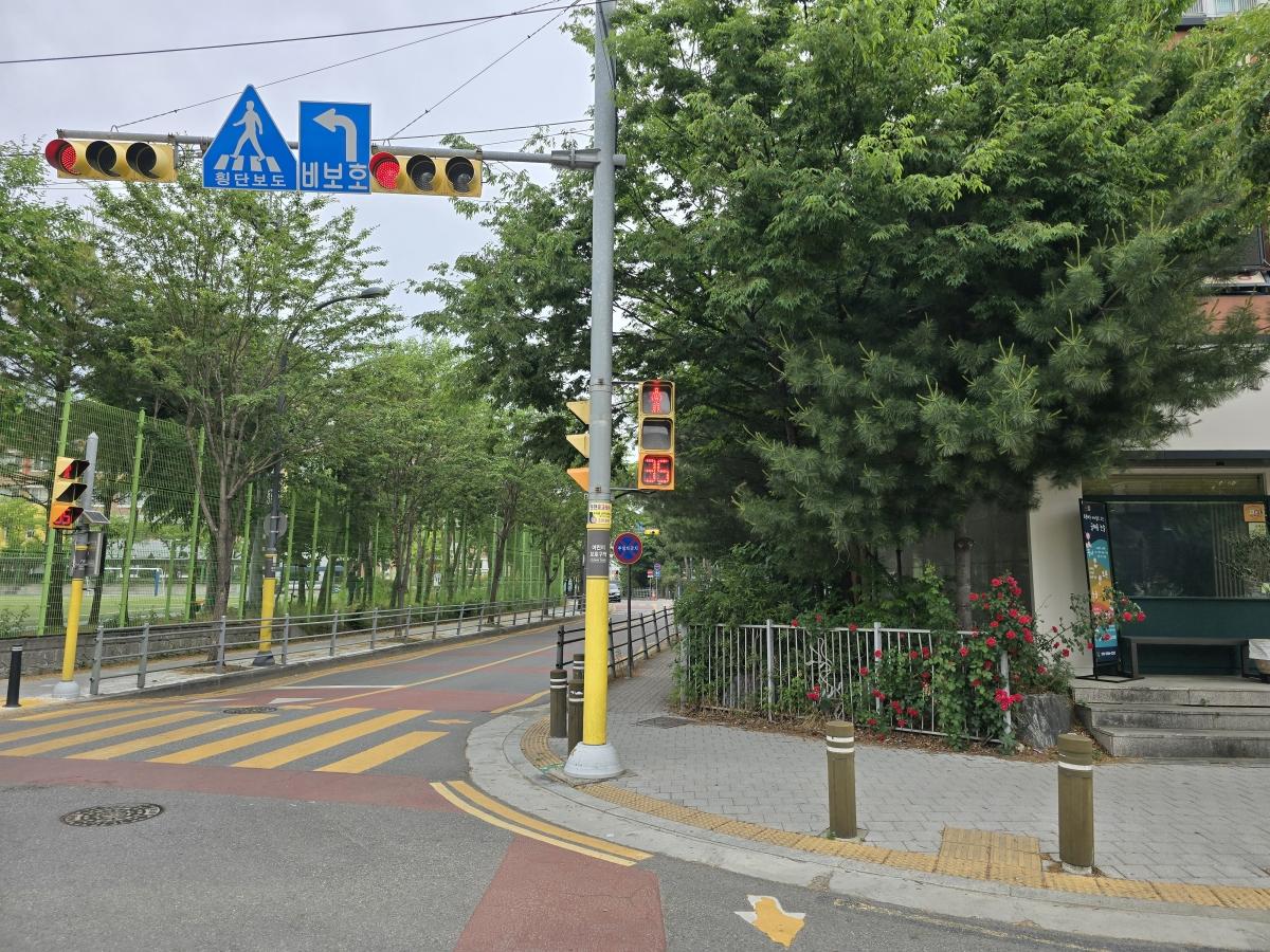 -적색잔여시간표시기를 설치한 둔전제일초 앞 횡단보도 모습. (사진 = 용인특례시)