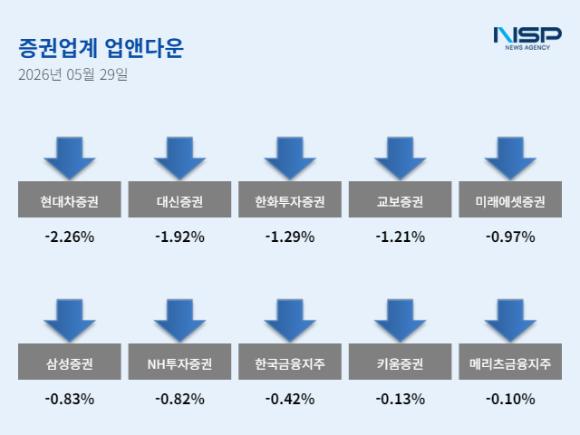 -5월 29일 증권주 ‘업앤다운’ (그래프 = 임성수 기자)