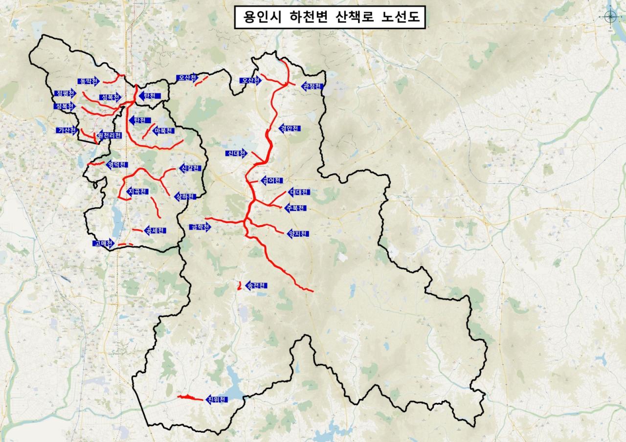 -용인특례시가 시민이 하천 산책로를 편리하게 이용할 수 있도록 선보인 ‘하천 산책로 안내지도’. (이미지 = 용인특례시)
