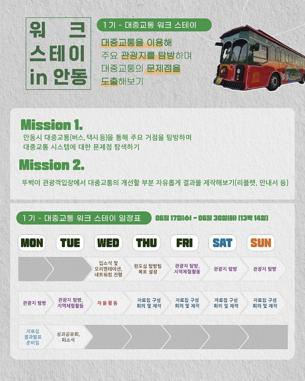 -생활인구 활성화 프로젝트 워크스테이 in 안동1기 시작, 17일부터 14일간 안동 대중교통 실태 분석, 뚜벅이 관광객 관점에서 교통 이용 불편사항․개선점 발굴 (사진 = 안동시)