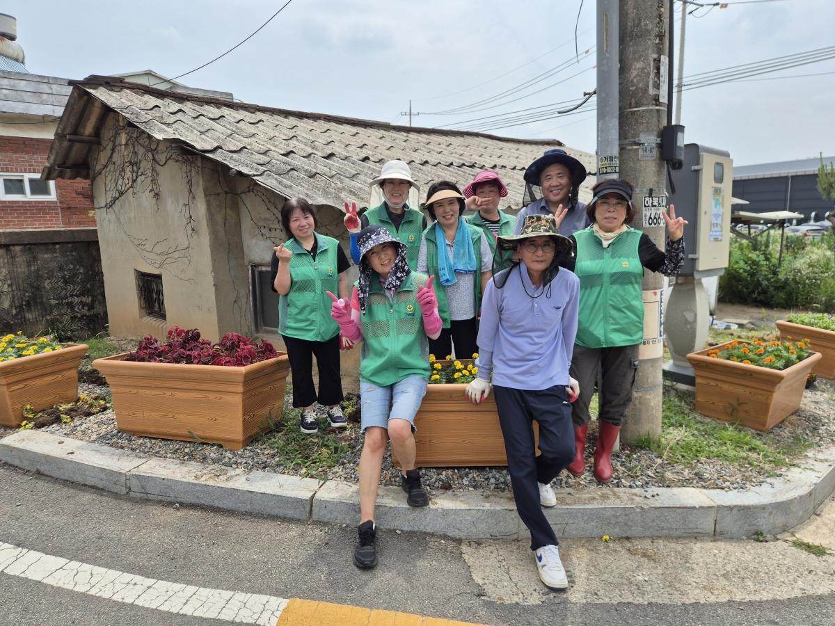 -평택시 진위면 새마을부녀회가 진위면 일원에서 여름꽃 심기 및 환경정화 활동을 펼쳤다. (사진 = 평택시)