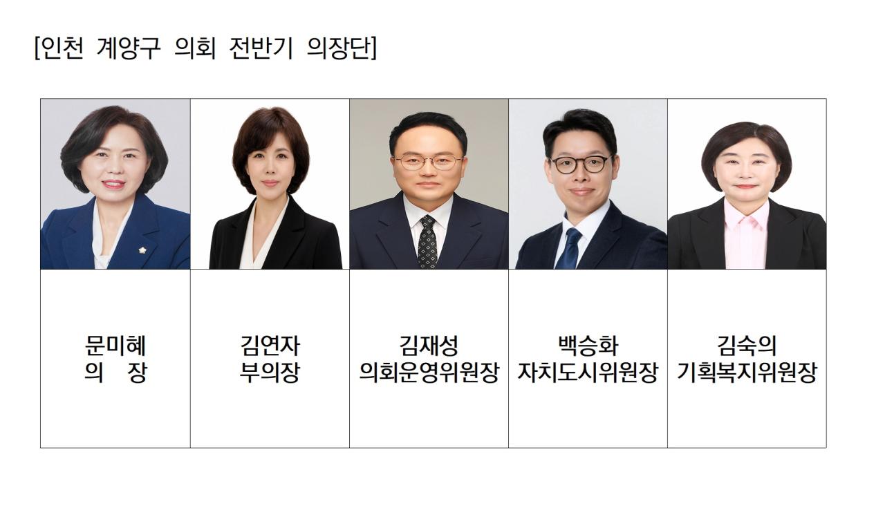 -인천 계양구 제 10대 전반기 의장단및 상임위원장 (사진 = 인천 계양구의회)