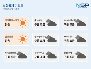 [NSP NEWS Image][보험업계기상도]7월 셋째 주 ‘구름 조금’…삼성생명 등 ‘맑음’