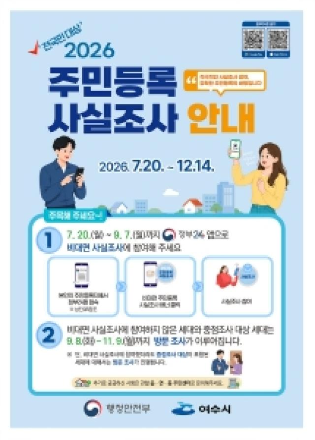 [NSP NEWS Image]여수시, 2026년 주민등록 사실조사 실시