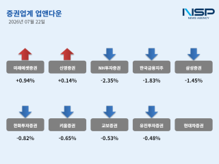 [NSP NEWS Image][업앤다운]증권주 하락, 미래에셋증권↑·한국금융지주↓