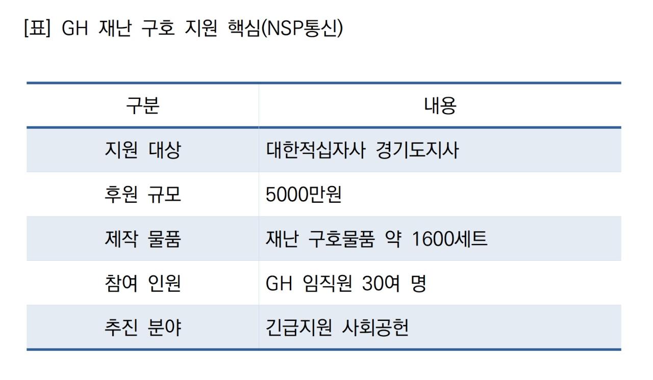 -GH 재난 구호 지원 핵심 (표 = NSP통신)