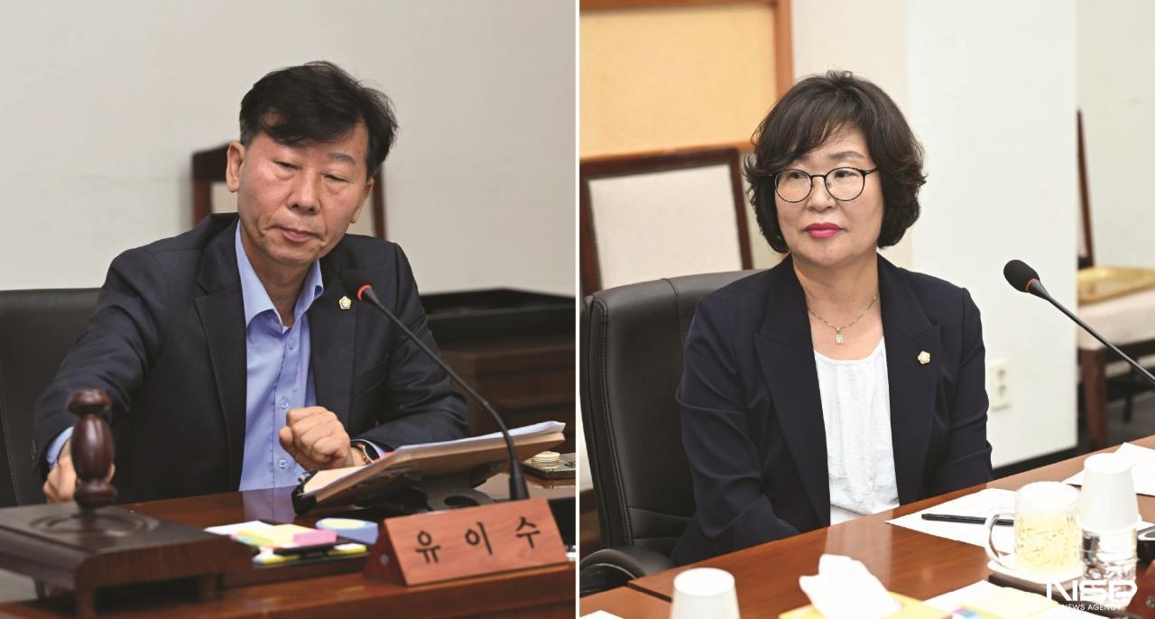 -완주군의회 유이수 예산결산특별위원회 위원장(왼쪽), 이미경 부위원장 (사진 = 완주군의회)