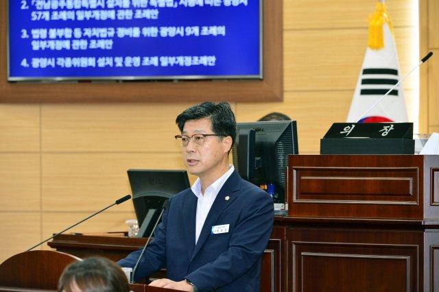 -최준길 의원 제349회 임시회서 5분 자유발언 하고 있다 (사진 = 광양시의회)