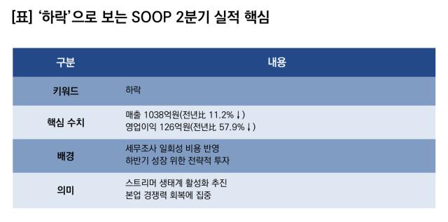 (NSP NEWS Image)SOOP, 2Q 실적 ‘하락’…이민원 대표 “현 상황 무겁게 인식…본업 경쟁력 회복 집중”