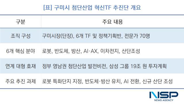 -구미시 첨단산업 혁신TF 추진단 개요 (표 = NSP통신)