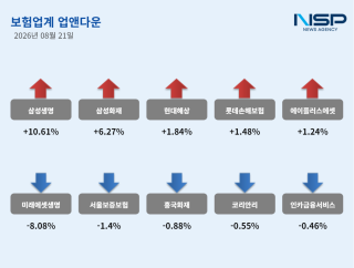 (NSP NEWS Image)[업앤다운]보험 업종 희비 갈려…미래에셋생명↑·DB손해보험↓