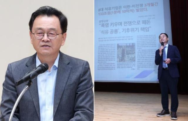 민경선 고양시장(왼쪽)과 강좌를 진행중인 한동욱 한국PGA 생태연구소장(오른쪽) (사진 = 고양시)