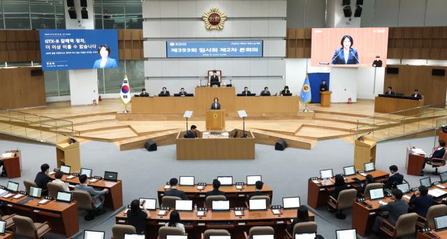 2일 장승희 경기도의원이 제393회 임시회 제2차 본회의 5분 자유발언을 하는 모습. (사진 = 경기도의회)