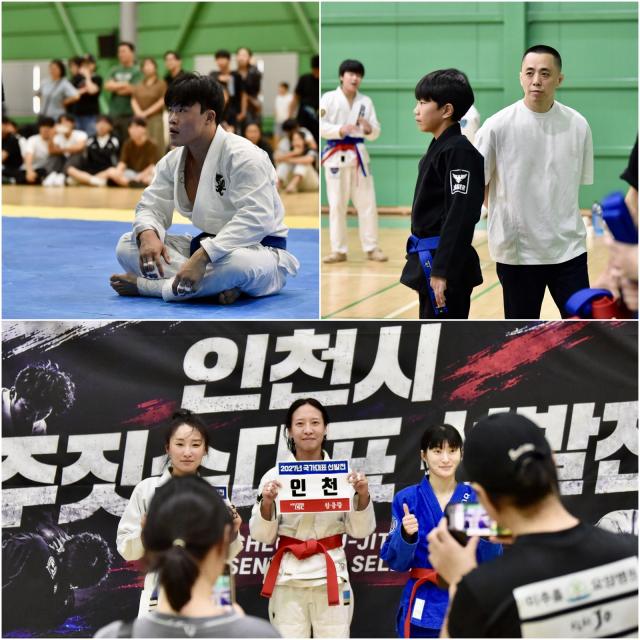 U21 구관욱 선수 경기 중 사진(윗쪽), 오른쪽 이상곤 아이기스 작전본관 관장. 아래사진 장희원 선수. (사진 = 아이기스 주짓수)